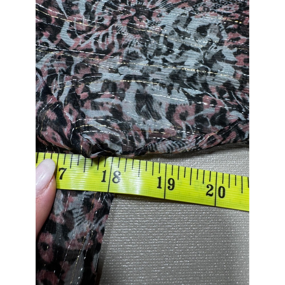 Derek Lam Italy Pink Animal Print Silk Lurex Sheer Metallic Striped Blouse - Picture 5 of 10